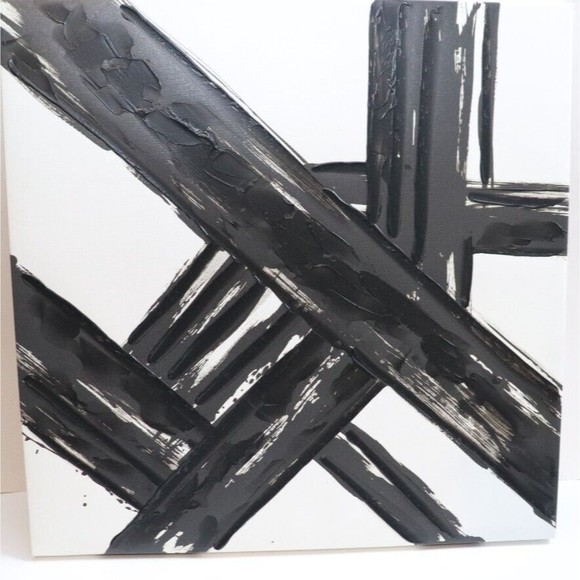Franz Kline Reproduction Style Black‎ White Painting Oil Strokes in Noir - Picture 1 of 5